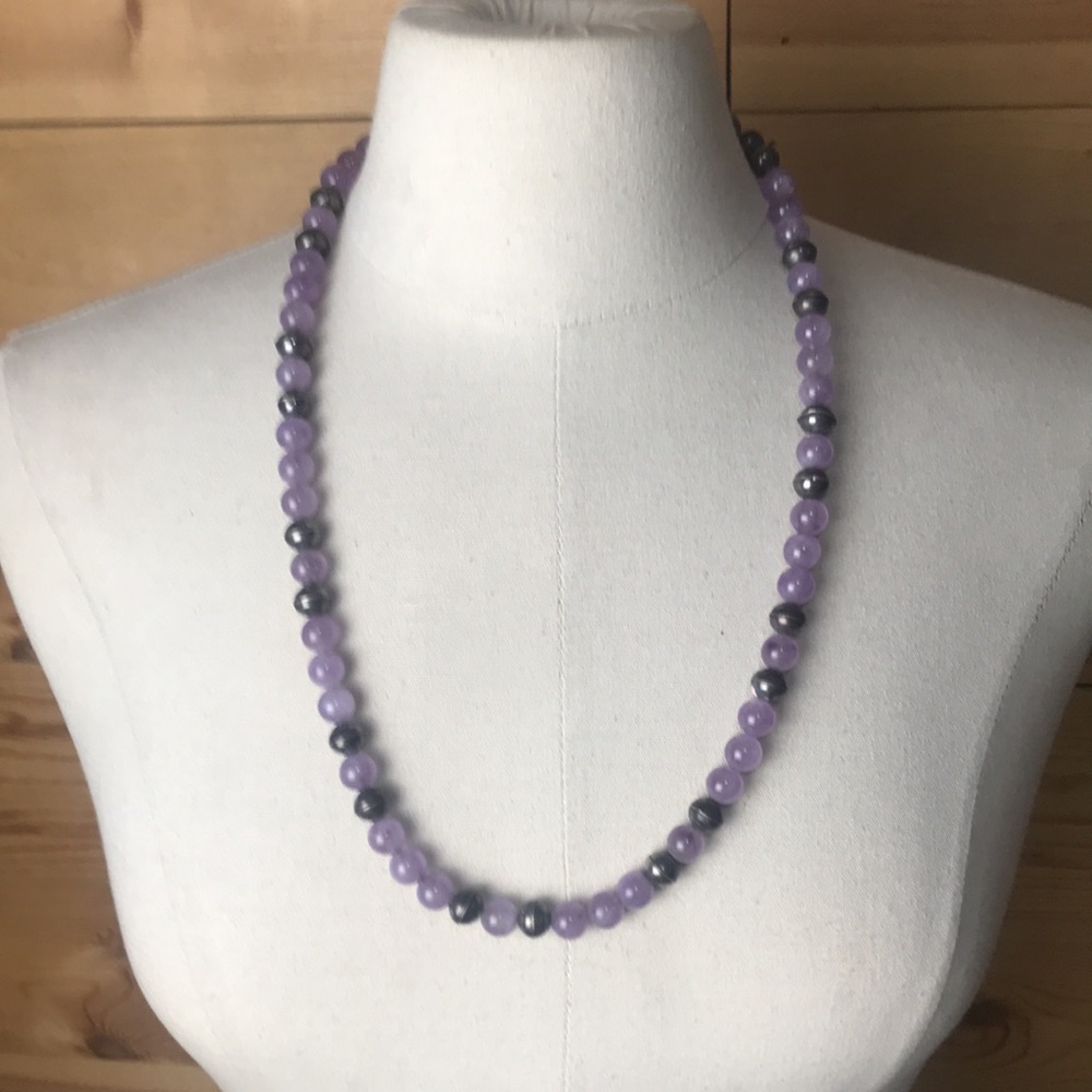 Vintage designer purple amethyst silver bead navajo pearl necklace native NFR